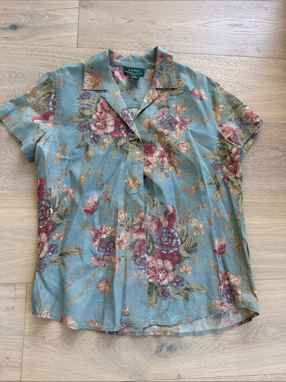 Rare vintage Lauren by Ralph Lauren linen floral button down